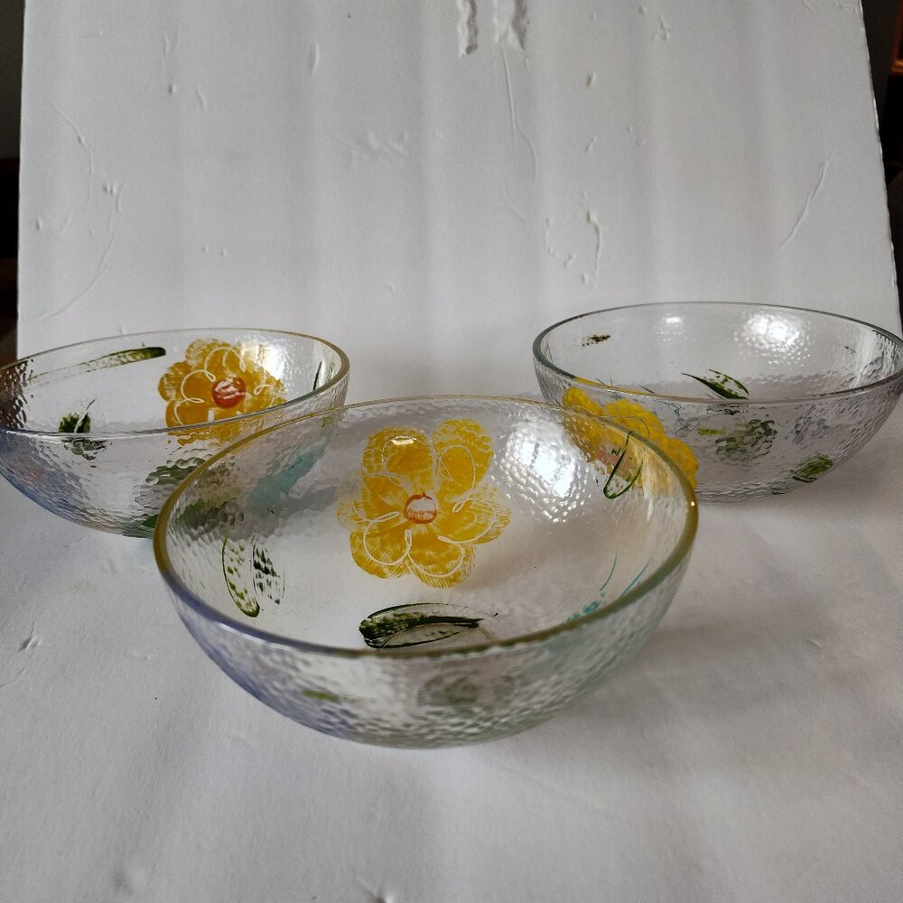 3 Arcoroc Medley Summer Dream Glass bowls
